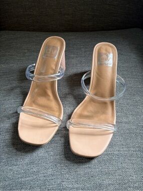 ⁠DV by Dolce Vita Merrick Clear Strap Block Heel Sandals Blush Nude Size 7⁠